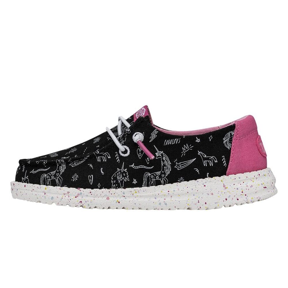HEYDUDE Girl's Wendy Unicorn (Little Kid/Big Kid) Black 3 Little Kid M
